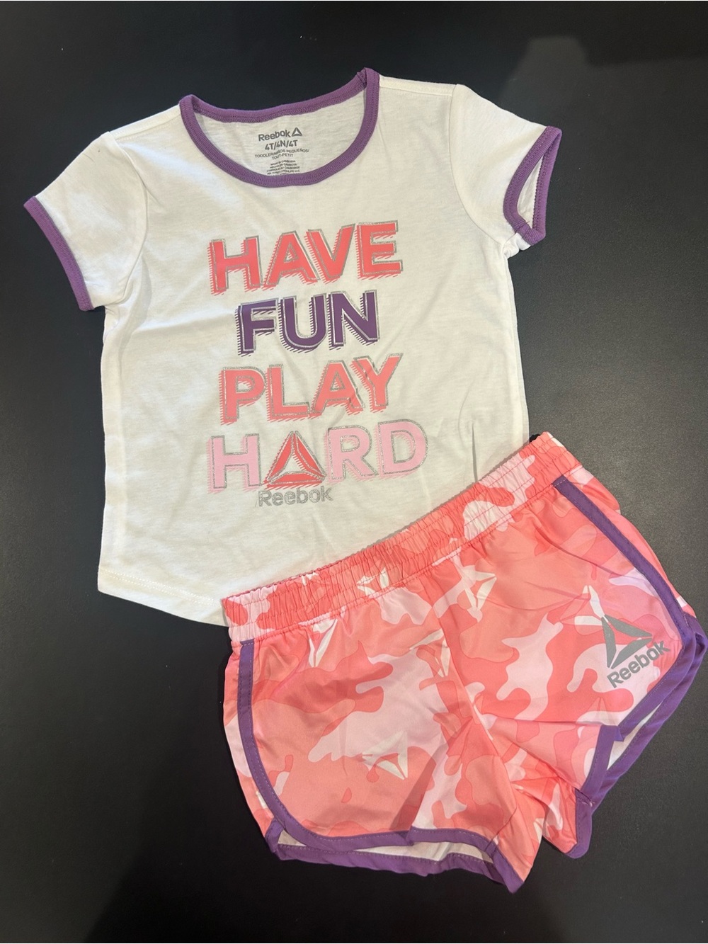 Reebok Girls' White & Pink 'Have Fun Play Hard' Set